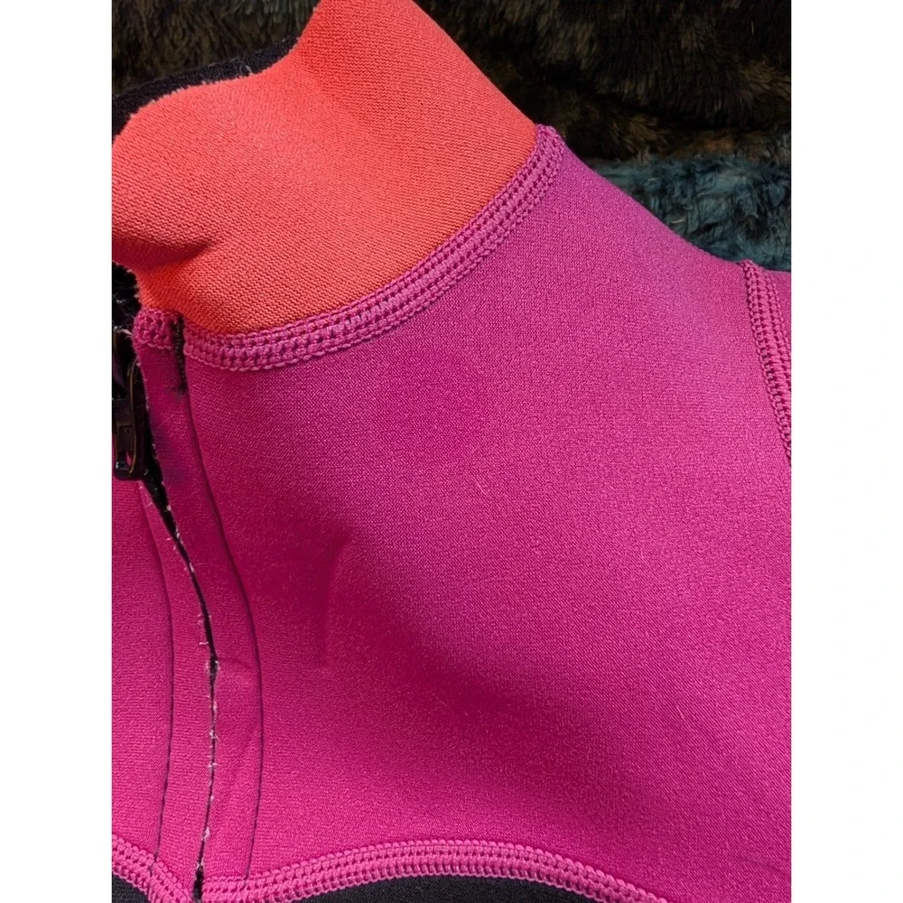 Lemorecn Kids Wetsuit Top Long Sleeve Neoprene Zip Front Colorblock Pink Size 6